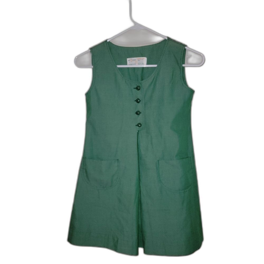 Vintage Youth Size 8 Official Girl Scout Junior Green Jumper Uniform